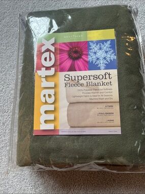 Martex West Point Home Fleece Blanket, twin, Basil green